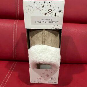 Women Chestnut Slipper Fur Shoe Size XL 10-11 - Festive Voice Collection NEW
